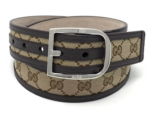 Gucci Thin Belt with Double G Buckle, Size Gucci 100, Beige, Leather