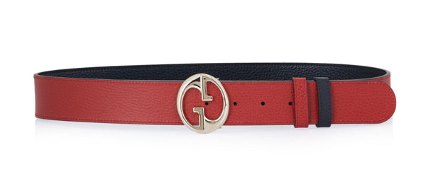 24AW new/GUCCI インターロッキングGレザーベルト Belt Red NEW Gucci Interlocking G Red Leather Belt - J'adore Fashion