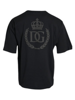 Dolce & Gabbana Mens Black Leather Crown Logo T-shirt - Premium T-shirts from Dolce & Gabbana - Just $395! Shop now at Sunset Boutique