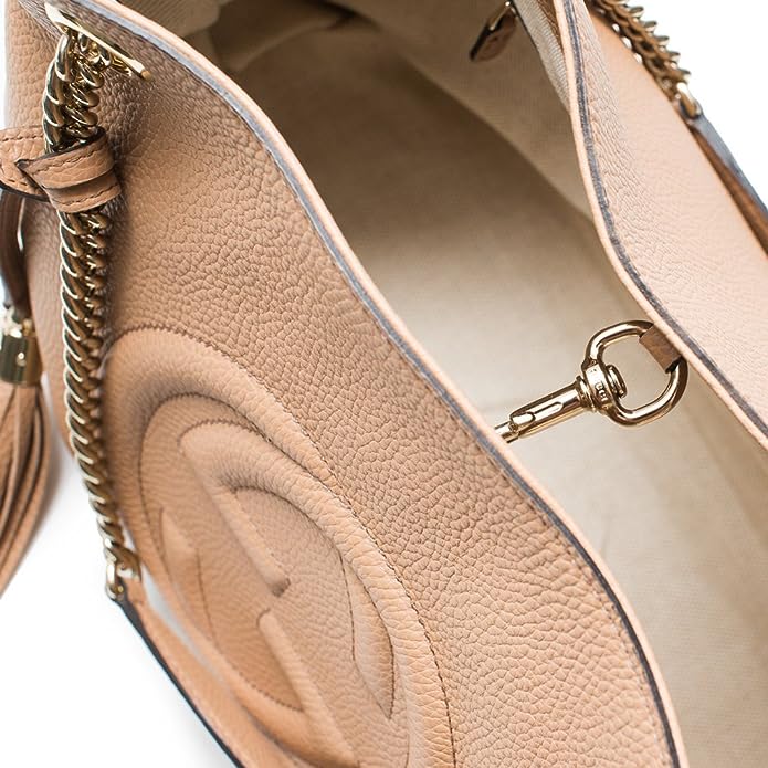 Gucci Soho Disco Crossbody Bag Camelia Tan Beige Pebbled Leather $1,390