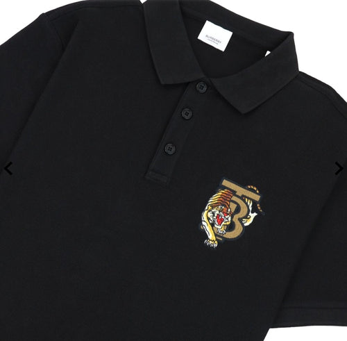 Burberry Men's Tiger Monogram Piquet Cotton Polo, Black - Premium Polo Shirt from Burberry - Just $445! Shop now at Sunset Boutique