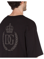 Dolce & Gabbana Mens Black Leather Crown Logo T-shirt - Premium T-shirts from Dolce & Gabbana - Just $395! Shop now at Sunset Boutique