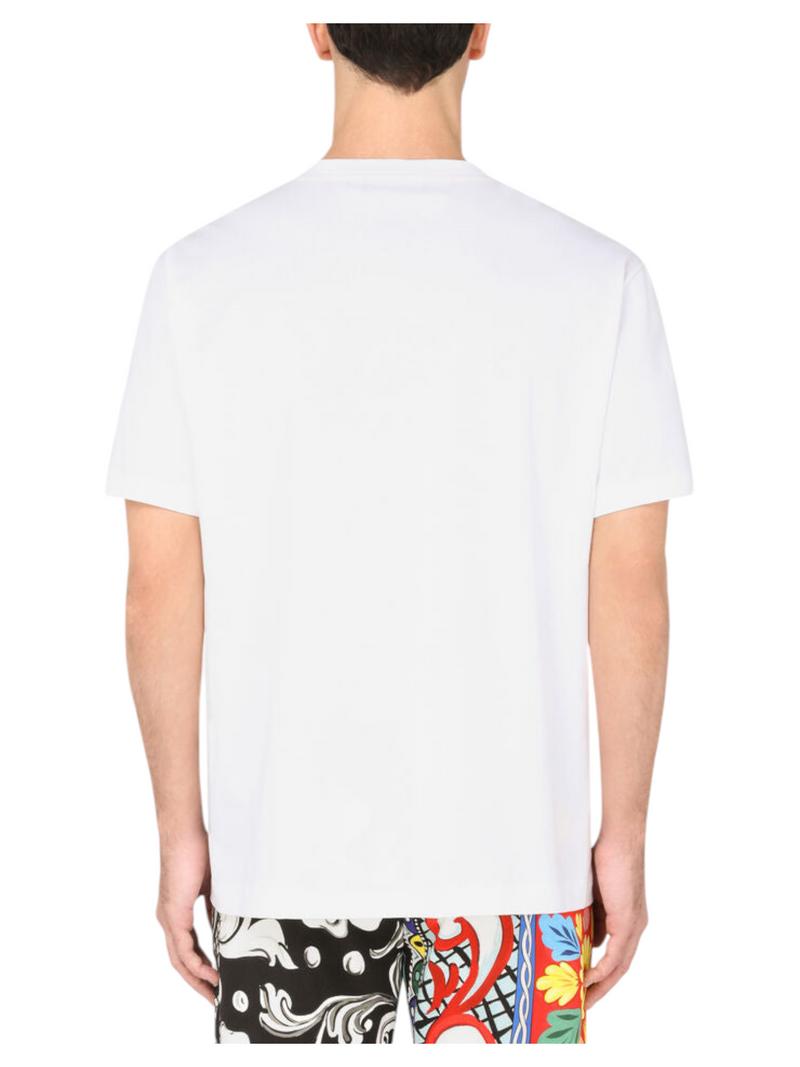 Dolce & Gabbana White Cotton Wheelbarrow Patchwork Logo T-shirt - Premium T-shirts from Dolce & Gabbana - Just $295! Shop now at Sunset Boutique