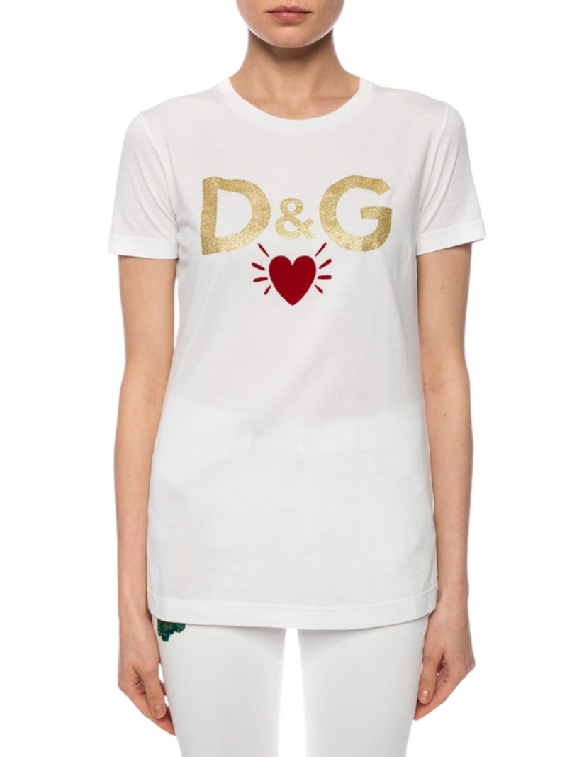 Dolce & Gabbana Womens White Logo T-shirt - Premium T-shirts from Dolce & Gabbana - Just $295! Shop now at Sunset Boutique