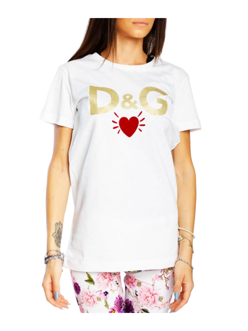 Dolce & Gabbana Womens White Logo T-shirt - Premium T-shirts from Dolce & Gabbana - Just $295! Shop now at Sunset Boutique