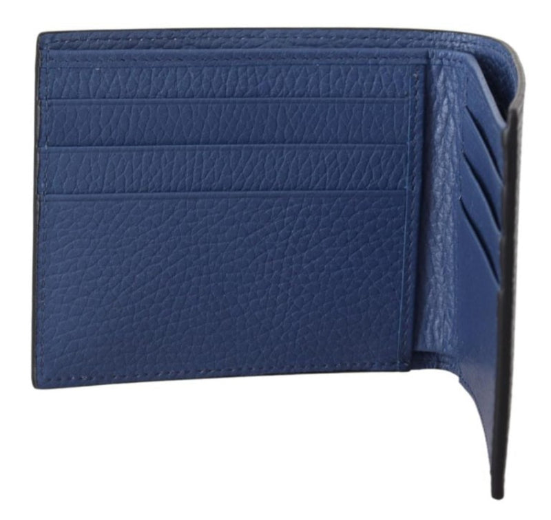 Gucci  Interlocking GG Bifold Leather Wallet, Black with Blue interior