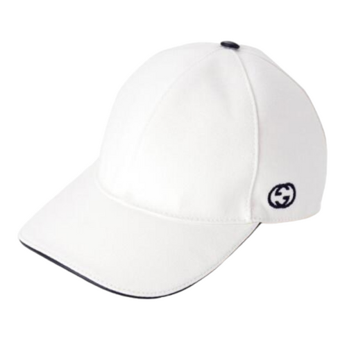 Gucci White Cotton Canvas Hat with embroidered Interlocking GG logo,  Size Large - Premium Hat from Gucci - Just $445! Shop now at Sunset Boutique