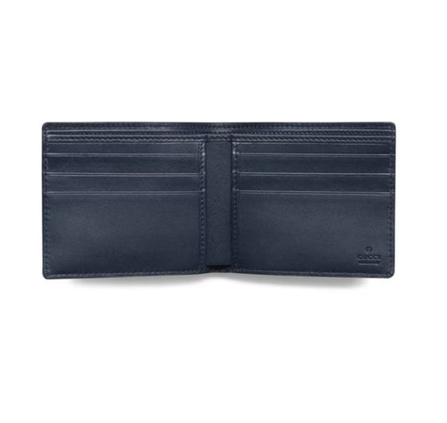Gucci Guccissima Leather Bifold Wallet, 260987, Navy Blue - Premium Wallets from Gucci - Just $595! Shop now at Sunset Boutique