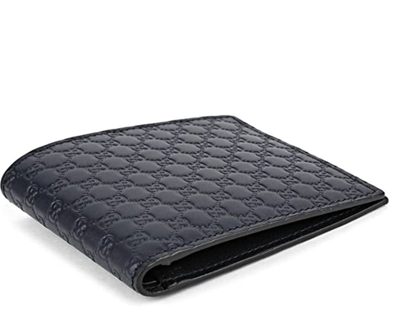 Gucci Guccissima Leather Bifold Wallet, 260987, Navy Blue