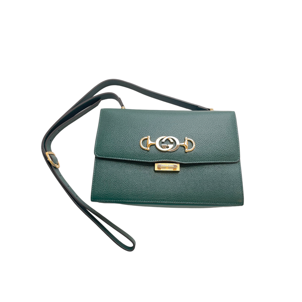 GUCCI Mini Soho Pebbled Leather Wallet On Chain Bag Blue 598211