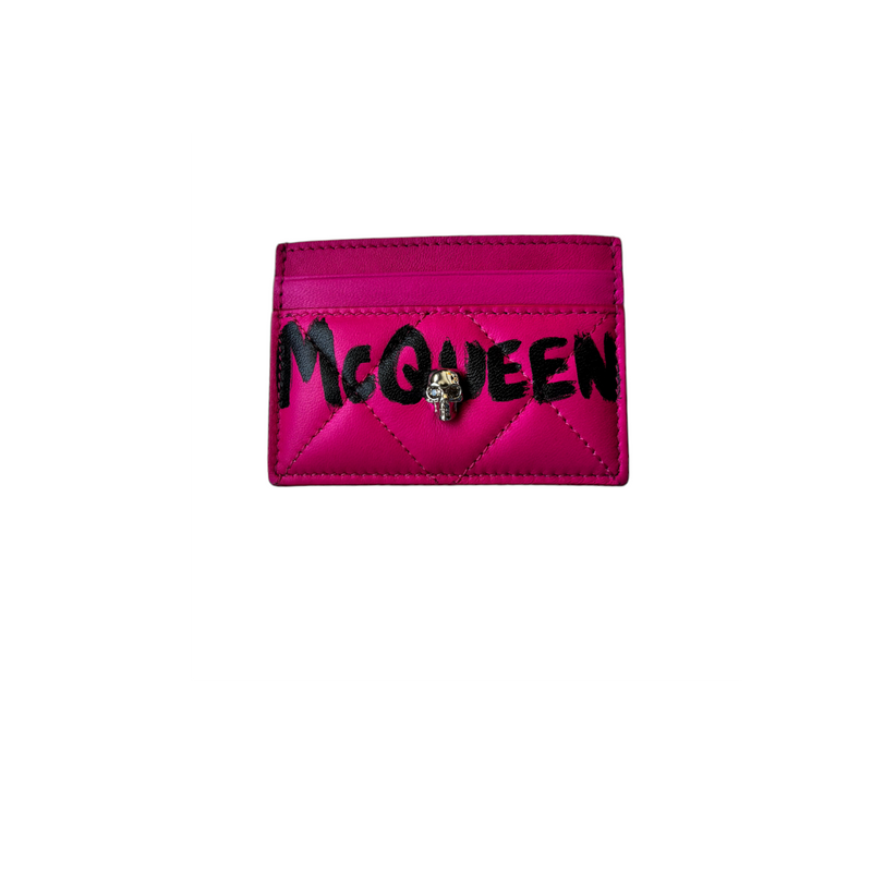 Alexander McQueen Nappa Quilt McQueen Graffiti Women Card Holder, Hot Pink/ Black - Premium Card Case from Alexander McQueen - Just $295! Shop now at Sunset Boutique