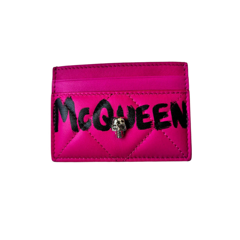 Alexander McQueen Nappa Quilt McQueen Graffiti Women Card Holder, Hot Pink/ Black - Premium Card Case from Alexander McQueen - Just $295! Shop now at Sunset Boutique