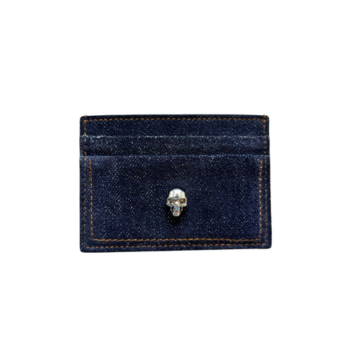 Alexander McQueen Leather Women Card Holder, Denim Effect Blue Saphire - Premium Card Case from Alexander McQueen - Just $265! Shop now at Sunset Boutique