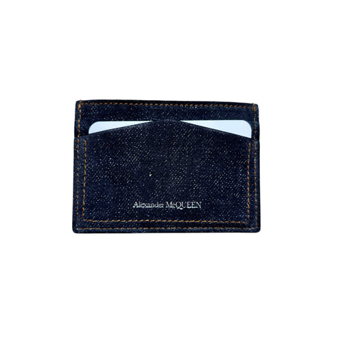 Alexander McQueen Leather Women Card Holder, Denim Effect Blue Saphire - Premium Card Case from Alexander McQueen - Just $265! Shop now at Sunset Boutique