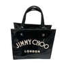 Jimmy Choo Embroidered Logo Black Patent Leather Mini Tote Bag