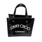 Jimmy Choo Embroidered Logo Black Patent Leather Mini Tote Bag