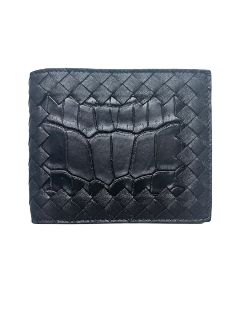 Bottega Veneta Intrecciato Nappa/Croc Leather Bifold Wallet