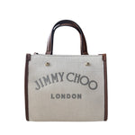 Jimmy Choo Embroidered Logo Beige Canvas Mini Tote Handbag