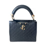 Jimmy Choo Varenne Black JC Monogram Patterned Calfskin Leather Mini Tote Handbag