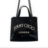 Jimmy Choo Embroidered Logo Black Patent Leather Mini Tote Bag