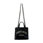 Jimmy Choo Embroidered Logo Black Patent Leather Mini Tote Bag