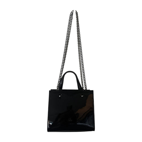 Jimmy Choo Embroidered Logo Black Patent Leather Mini Tote Bag