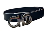 Salvatore Ferragamo Reversible/Adjustable Belt Polished Silver Buckle