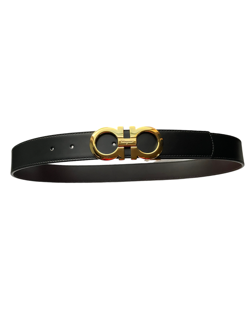 Salvatore Ferragamo Reversible/Adjustable Belt Polished Gold Buckle