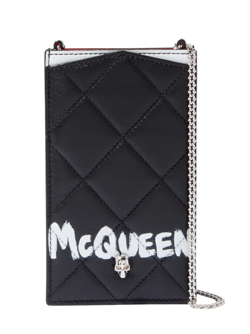 Alexander McQueen Skull Phone Case on Chain in Quilted Nappa
