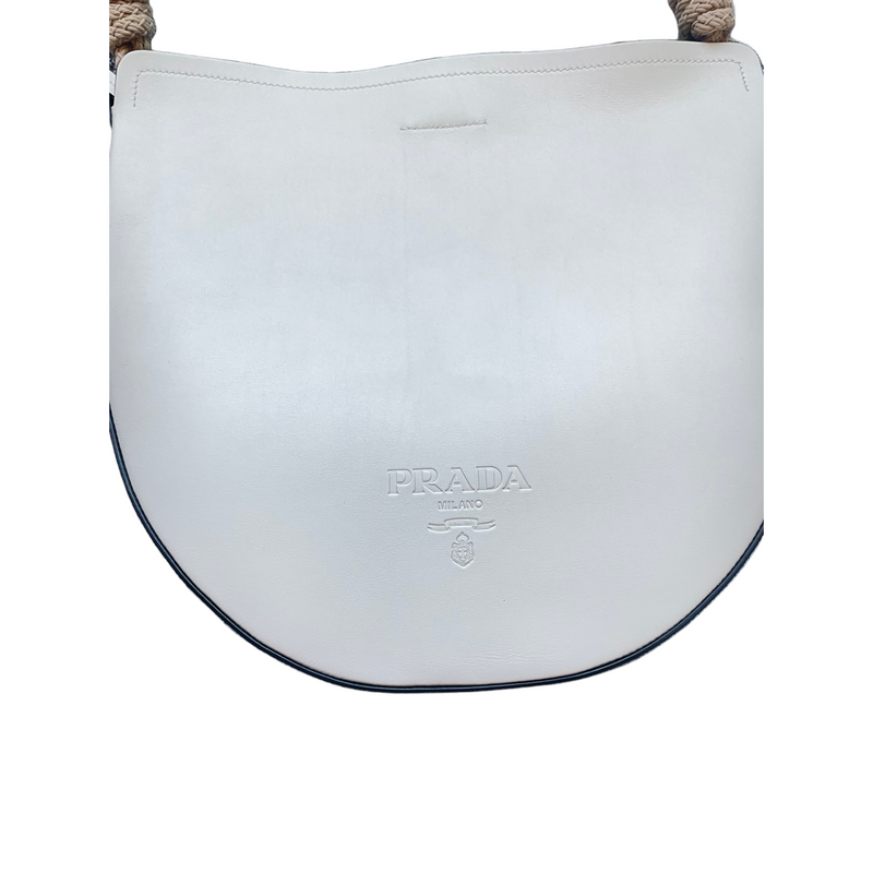 Prada Shoulder Bag Vitello Lux Leather, White/Black - Premium Bags Shoulder bags from Prada - Just $2695! Shop now at Sunset Boutique