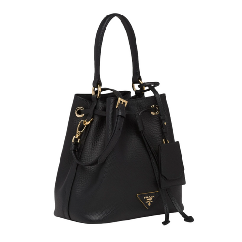 Prada 1BE032 Saffiano Leather Bucket Bag,  Black - Premium Bags Shoulder bags from Prada - Just $2795! Shop now at Sunset Boutique