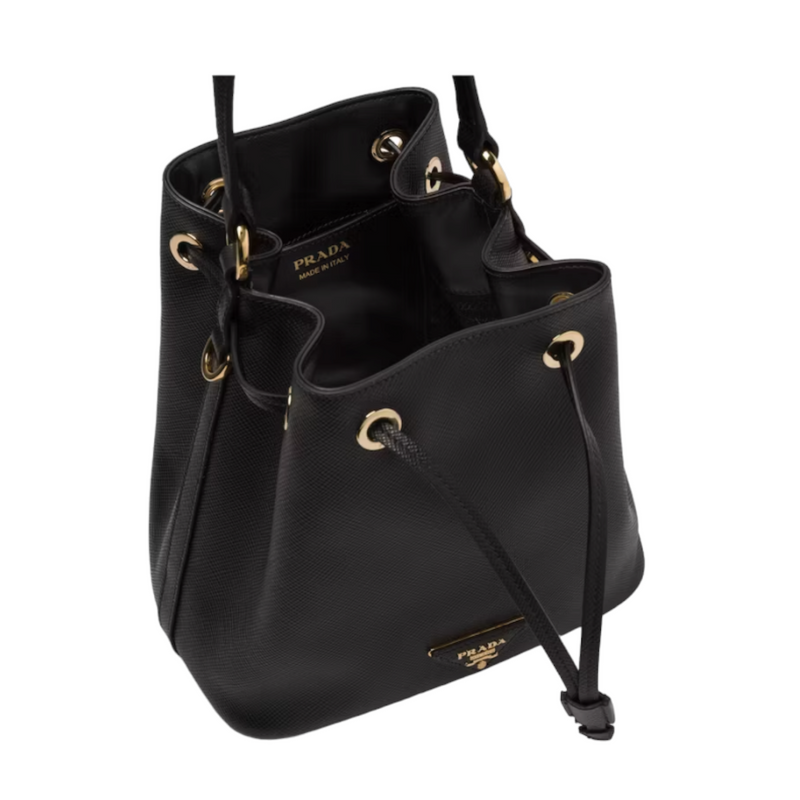 Prada 1BE032 Saffiano Leather Bucket Bag,  Black