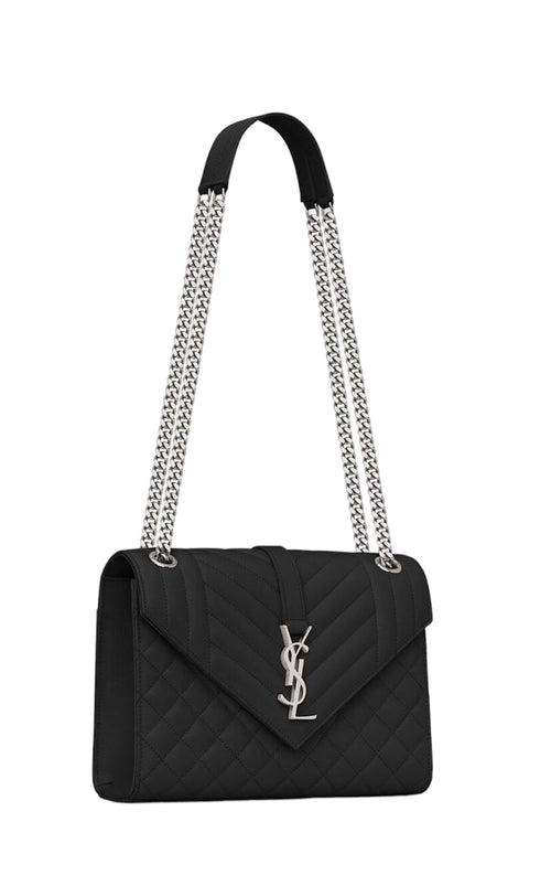 Saint Laurent Quilted Envelope Medium Bag, Black - Premium Bags Shoulder bags from SAINT LAURENT - Just $2625! Shop now at Sunset Boutique