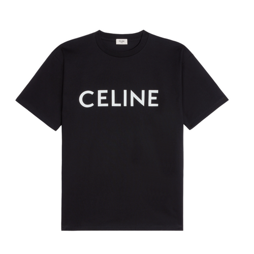 Celine Women Loose T-Shirt In Cotton Jersey with white logo, Black - Premium Women T-Shirt from Celine - Just $425! Shop now at Sunset Boutique