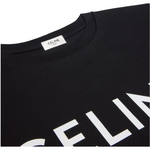 Celine Women Loose T-Shirt In Cotton Jersey with white logo, Black