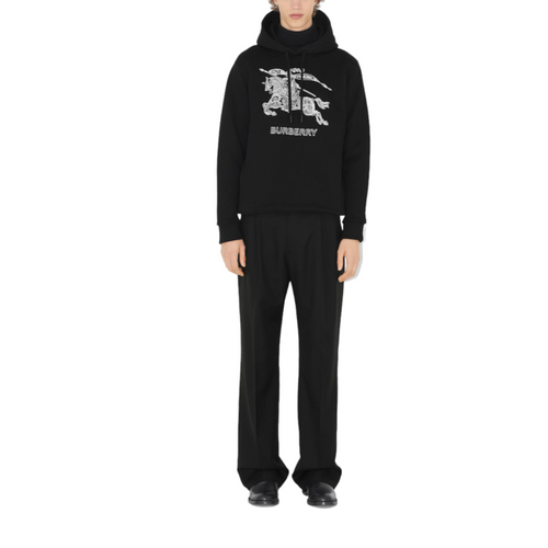 Burberry Embroidered Equestrian Knight Design Cotton Hoodie - Premium Hoodies from Burberry - Just $1050! Shop now at Sunset Boutique