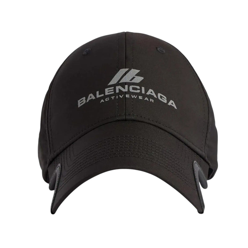 Balenciaga Activewear Reflective Logo Black Baseball Cap