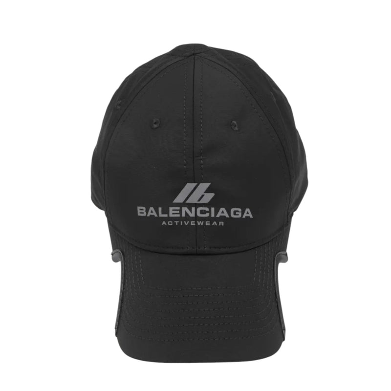 Balenciaga Activewear Reflective Logo Black Baseball Cap