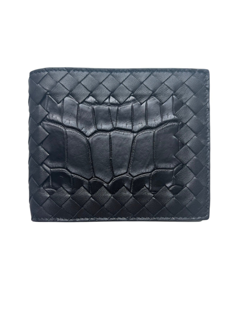 Bottega Veneta Intrecciato Nappa/Croc Leather Bifold Wallet - Sunset Boutique