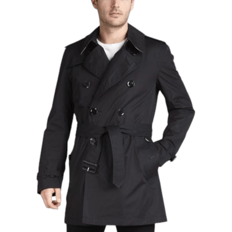Burberry Mens "Britton" Short Trench Coat, Black - Sunset Boutique