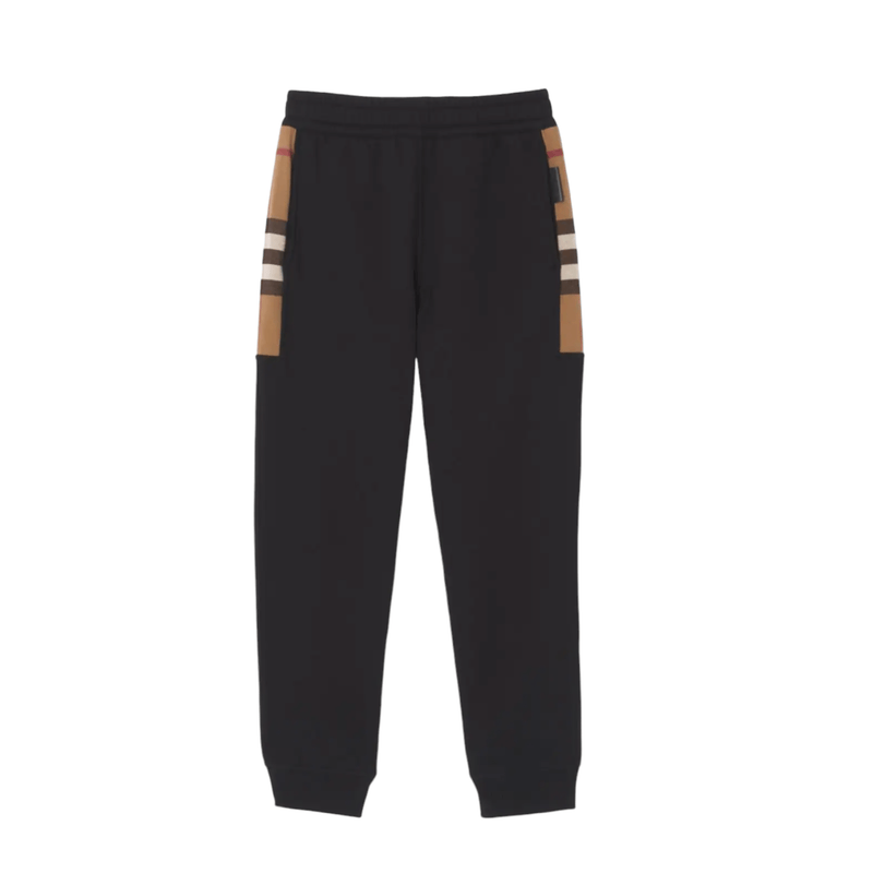 Burberry Signature Check - Pattern Paneled Track Pants, Black, Size Small - Sunset Boutique