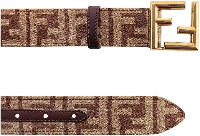 Fendi Chestnut Brown FF Jacquard fabric belt - Sunset Boutique