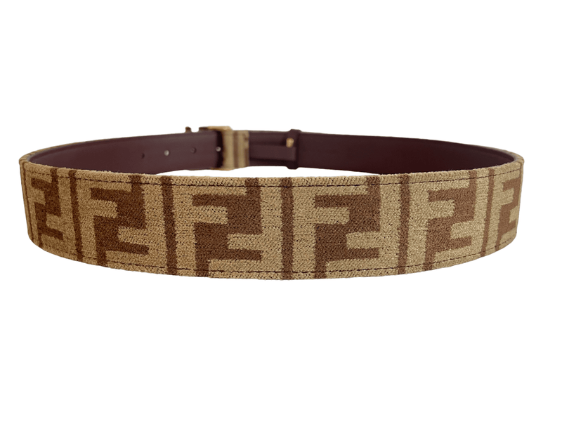 Fendi Chestnut Brown FF Jacquard fabric belt - Sunset Boutique