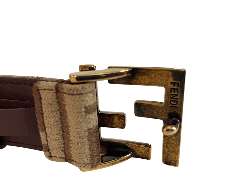 Fendi Chestnut Brown FF Jacquard fabric belt - Sunset Boutique