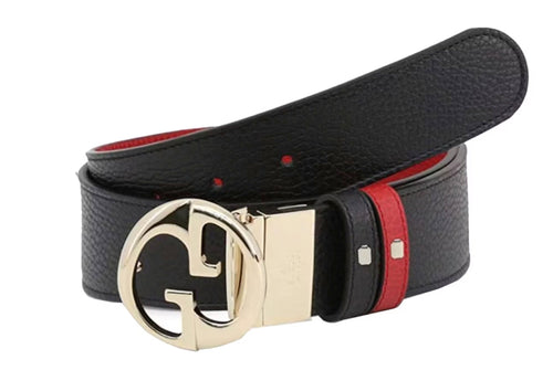 GUCCI GG Interlocking Buckle Reversible Black/Red Belt - Sunset Boutique