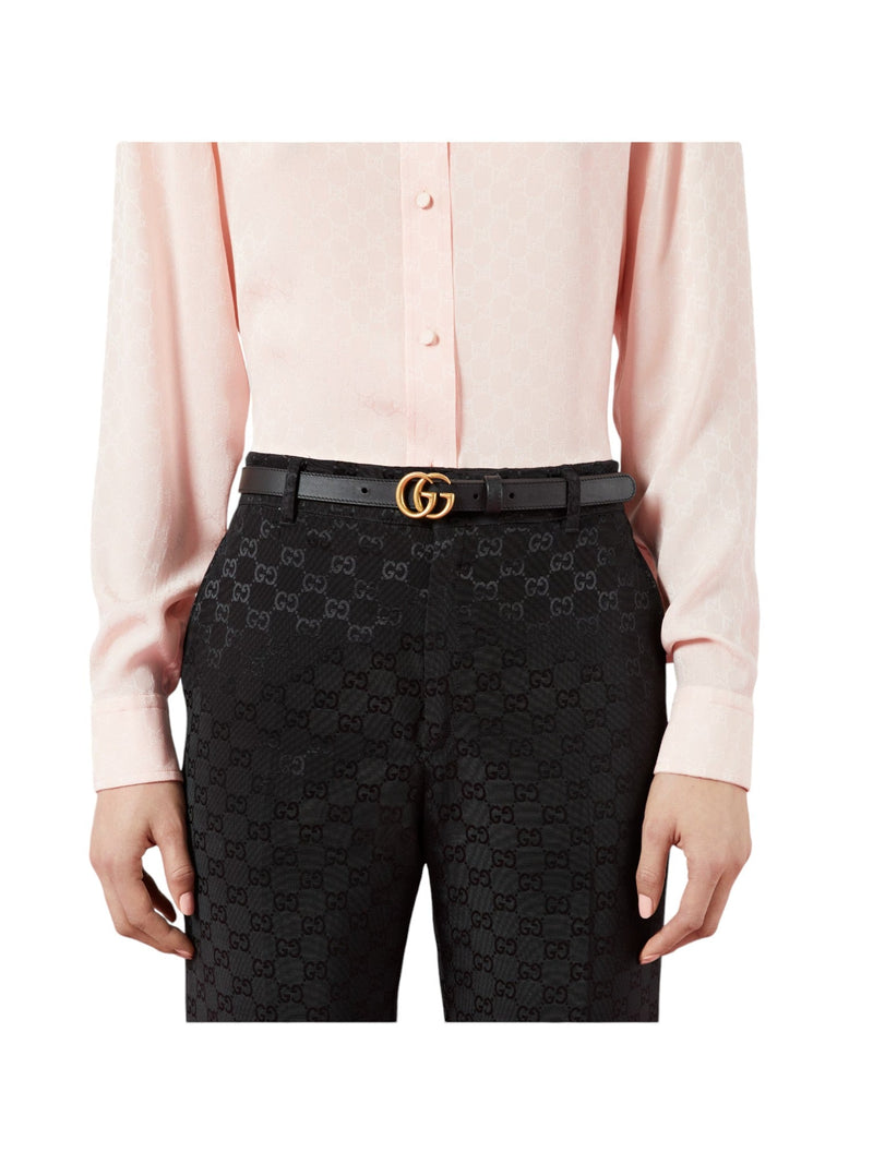 Gucci GG Marmont Ladies Thin Belt, Black - Sunset Boutique