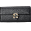 Gucci Interlocking GG Hardware Dollar Leather Long Wallet, Black - Sunset Boutique