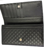 Gucci Microguccissima Leather Long Wallet, Black - Sunset Boutique