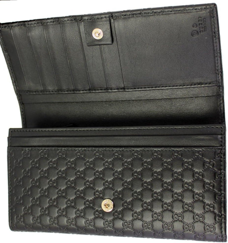 Gucci Microguccissima Leather Long Wallet, Black - Sunset Boutique