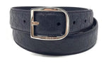 Gucci Signature Leather Skinny Belt with Rectangular Buckle, Navy Blue - Sunset Boutique